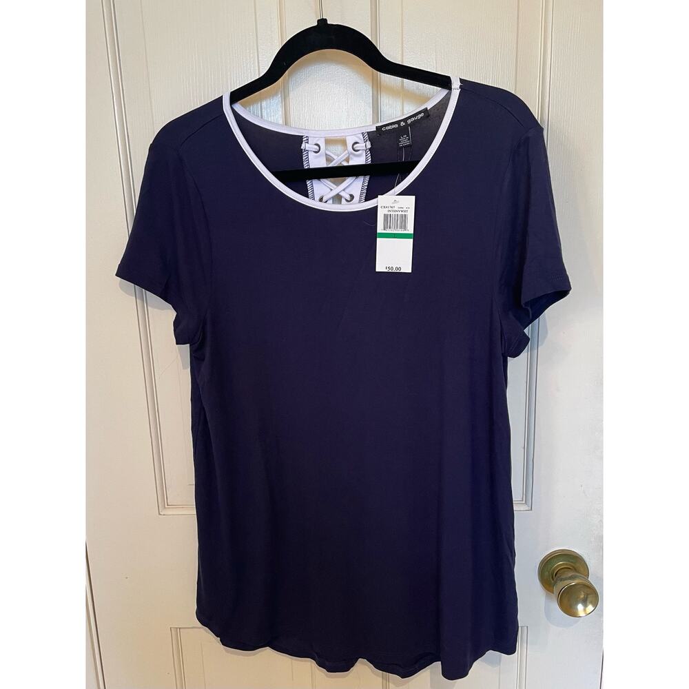 Cable & Gauge Navy Nautical Theme T shirt Size M